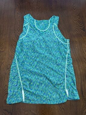 Athleta Blue and Green Space-Dye Workout Tank